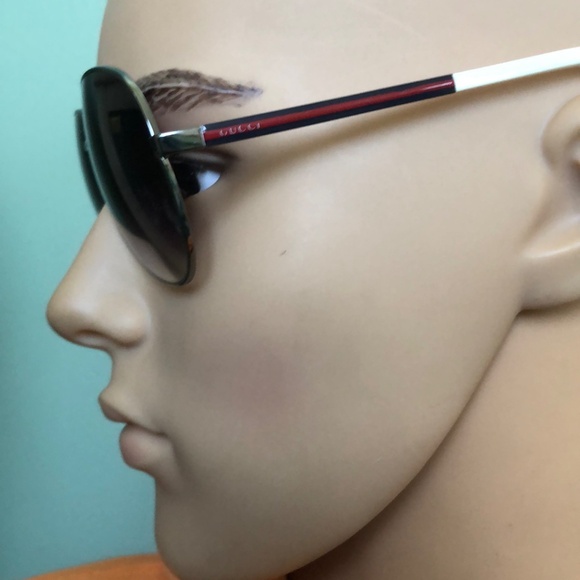 Gucci White Frame Gradient Lens Aviator Mens Sunglasses The price is - Picture 1 of 8